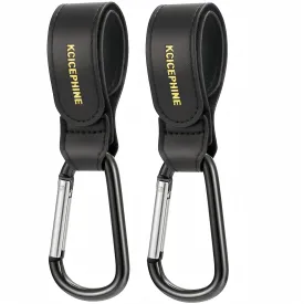 2 Pack Stroller Hooks, Stroller Straps for Diaper Bags,Adjustable Stroller Carabiner Clip,Baby Stroller Accessories for nuna,Uppababy,Bob,Hook for Bike,Scooter,Wheelchair,Walker AccessoriesBlack