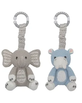 2 Pack Stroller Toys Elephant and Hippo