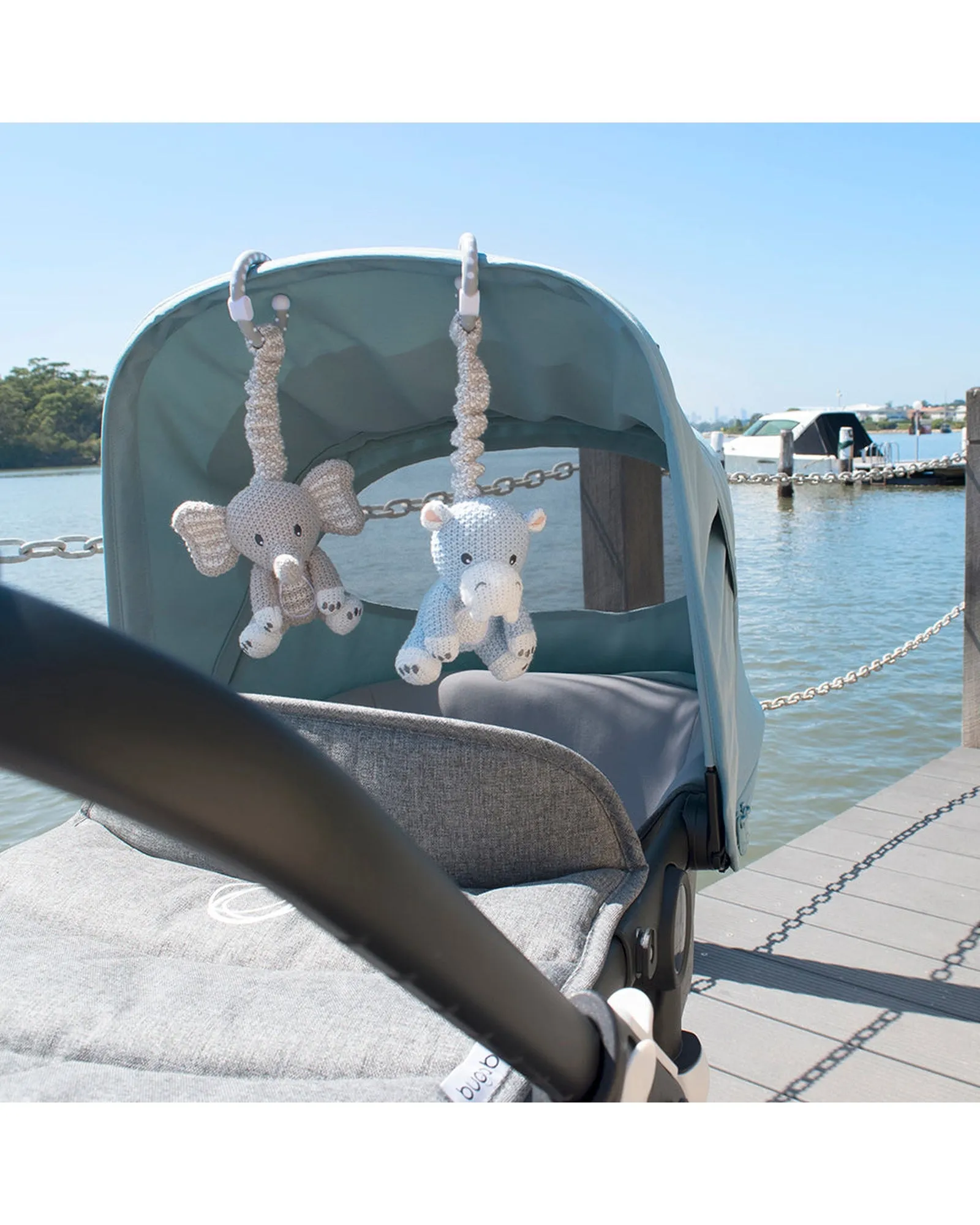 2 Pack Stroller Toys Elephant and Hippo