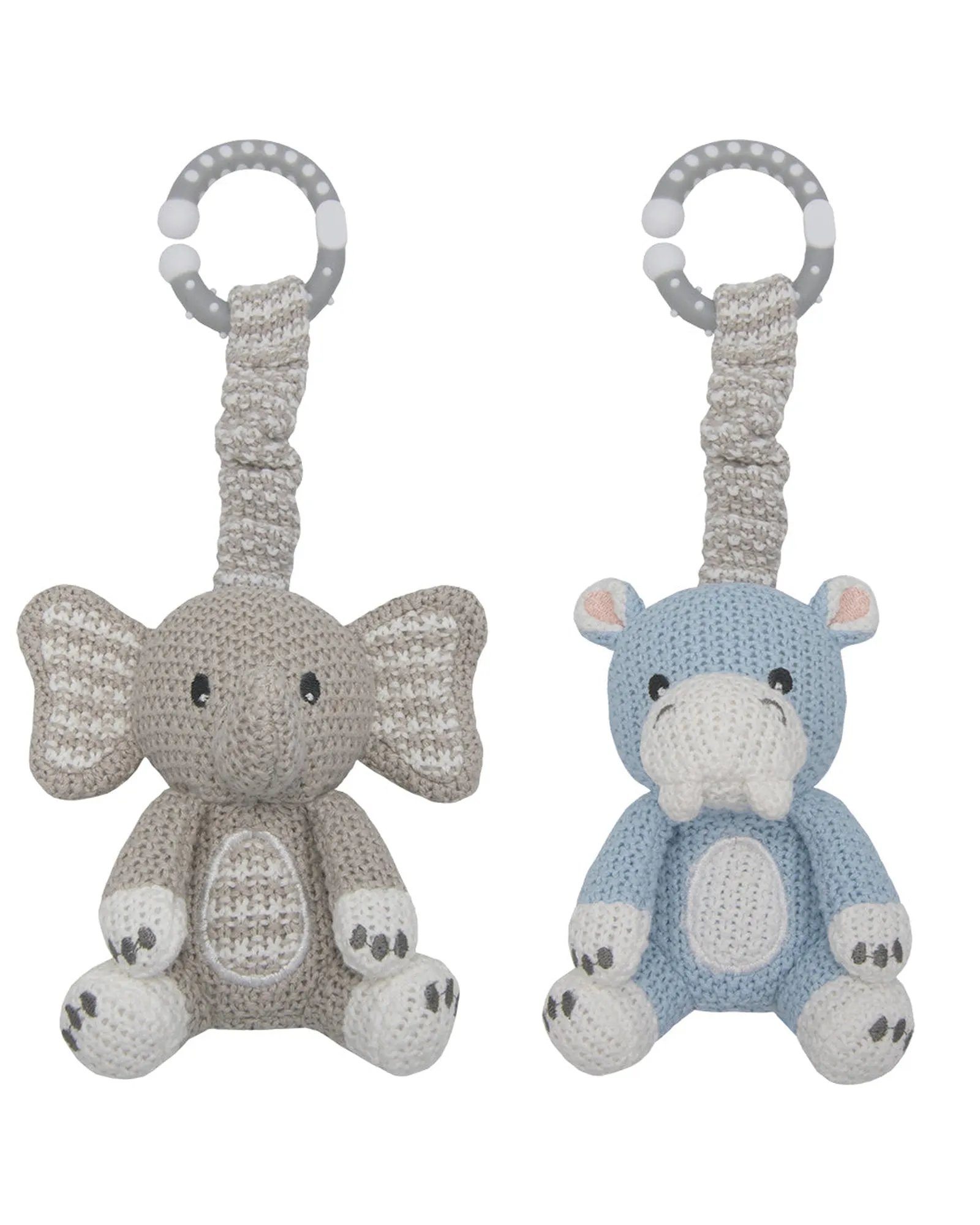 2 Pack Stroller Toys Elephant and Hippo