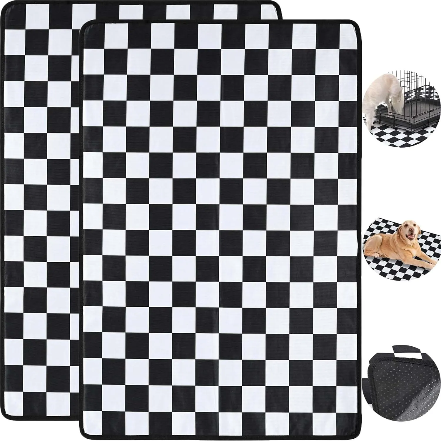 2 Pack Washable Puppy Pee Pad for Dogs & Pets Cat Guinea Pig Rabbit, 36x24 4-Layer Reusable Non-Slip Mat for Potty Training Whelping Food, Dog Essentials for Bed Crate Cage Panel Pen Sofa