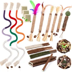 27 Pack Catnip Chew Toys for Cats,Cotton Sisal Rope Toys,Cat Natural Silvervine Sticks,for Cat Teeth Cleaning and Dental Care,Interactive Toy for Bored Indoor Cats
