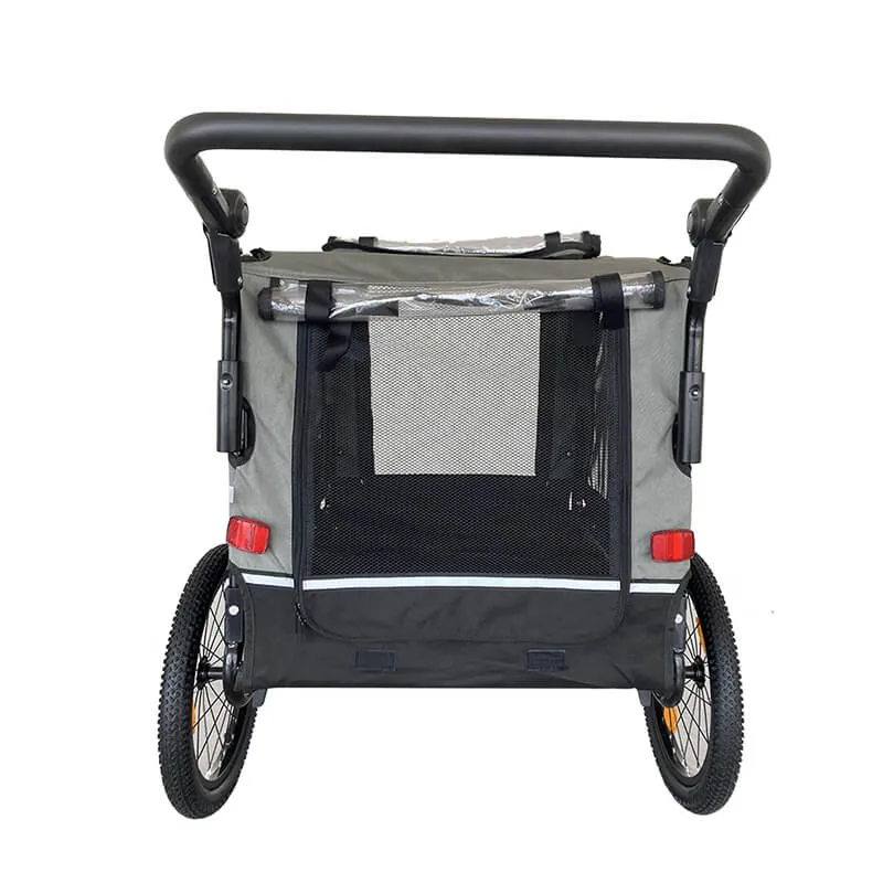 54" Outdoor Heavy Duty Foldable Utility Pet Stroller - Black/Gray Dog Bicycle Trailer