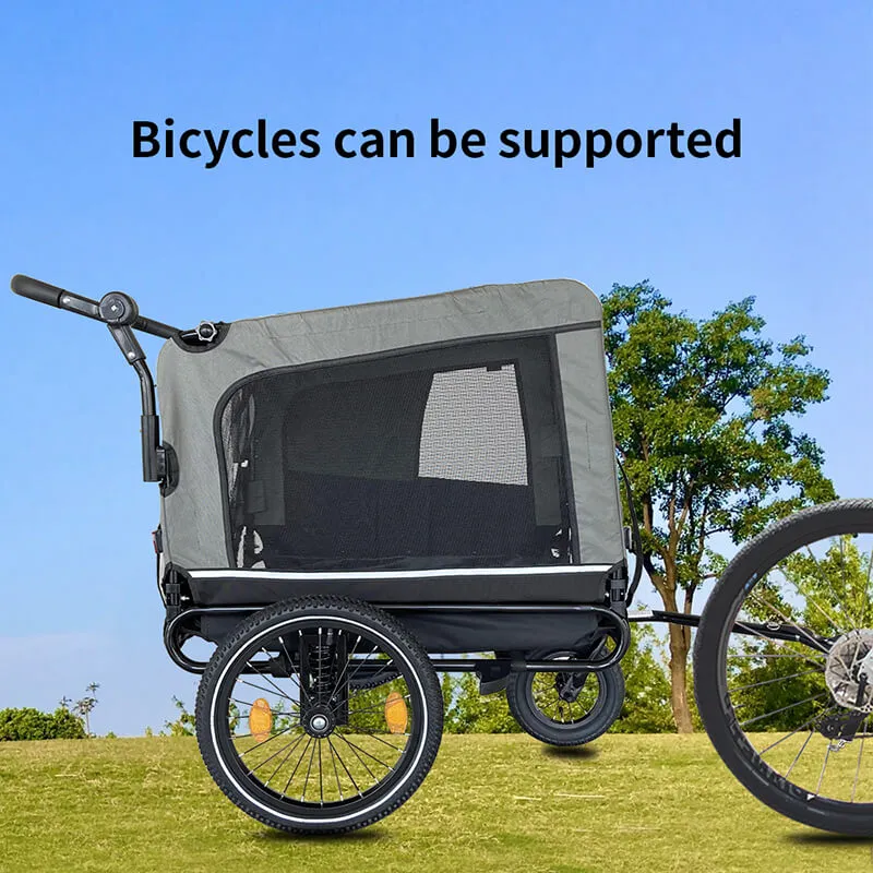 54" Outdoor Heavy Duty Foldable Utility Pet Stroller - Black/Gray Dog Bicycle Trailer