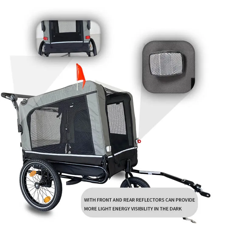54" Outdoor Heavy Duty Foldable Utility Pet Stroller - Black/Gray Dog Bicycle Trailer
