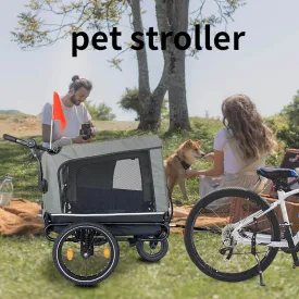 54" Outdoor Heavy Duty Foldable Utility Pet Stroller - Black/Gray Dog Bicycle Trailer
