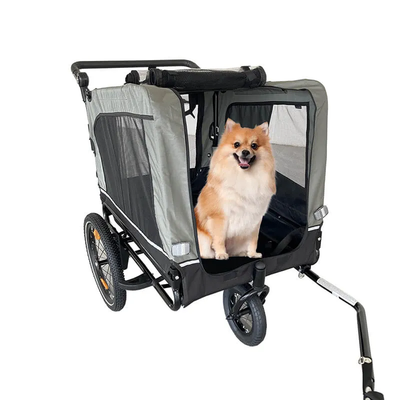 54" Outdoor Heavy Duty Foldable Utility Pet Stroller - Black/Gray Dog Bicycle Trailer