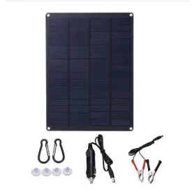 6W 18V Portable Solar Panel Kit for Outdoor Camping, Car, Caravan, Boat Battery Charger