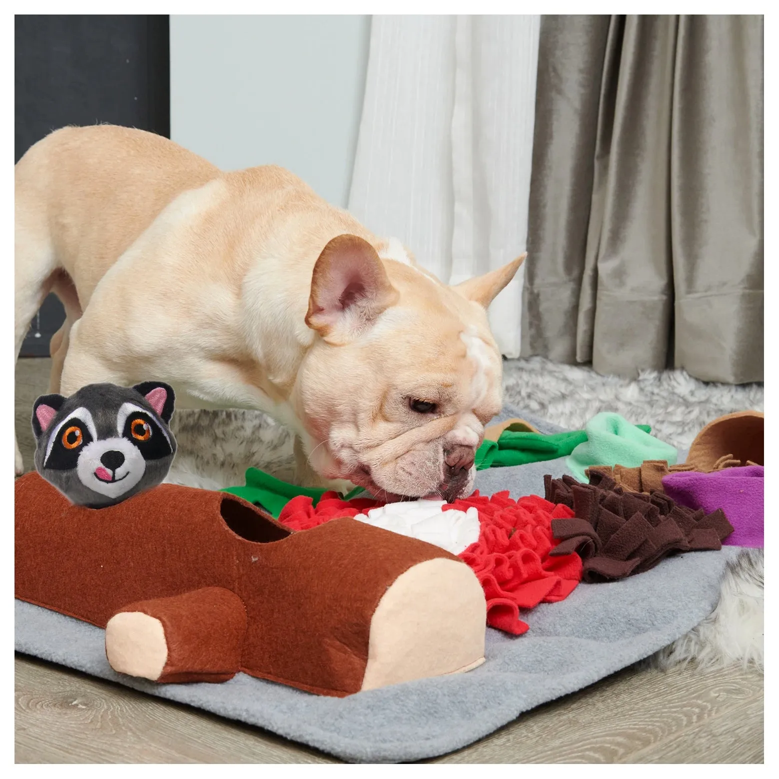 All For Paws Dig It! Fluffy Play & Treat Mat with Racoon Toy