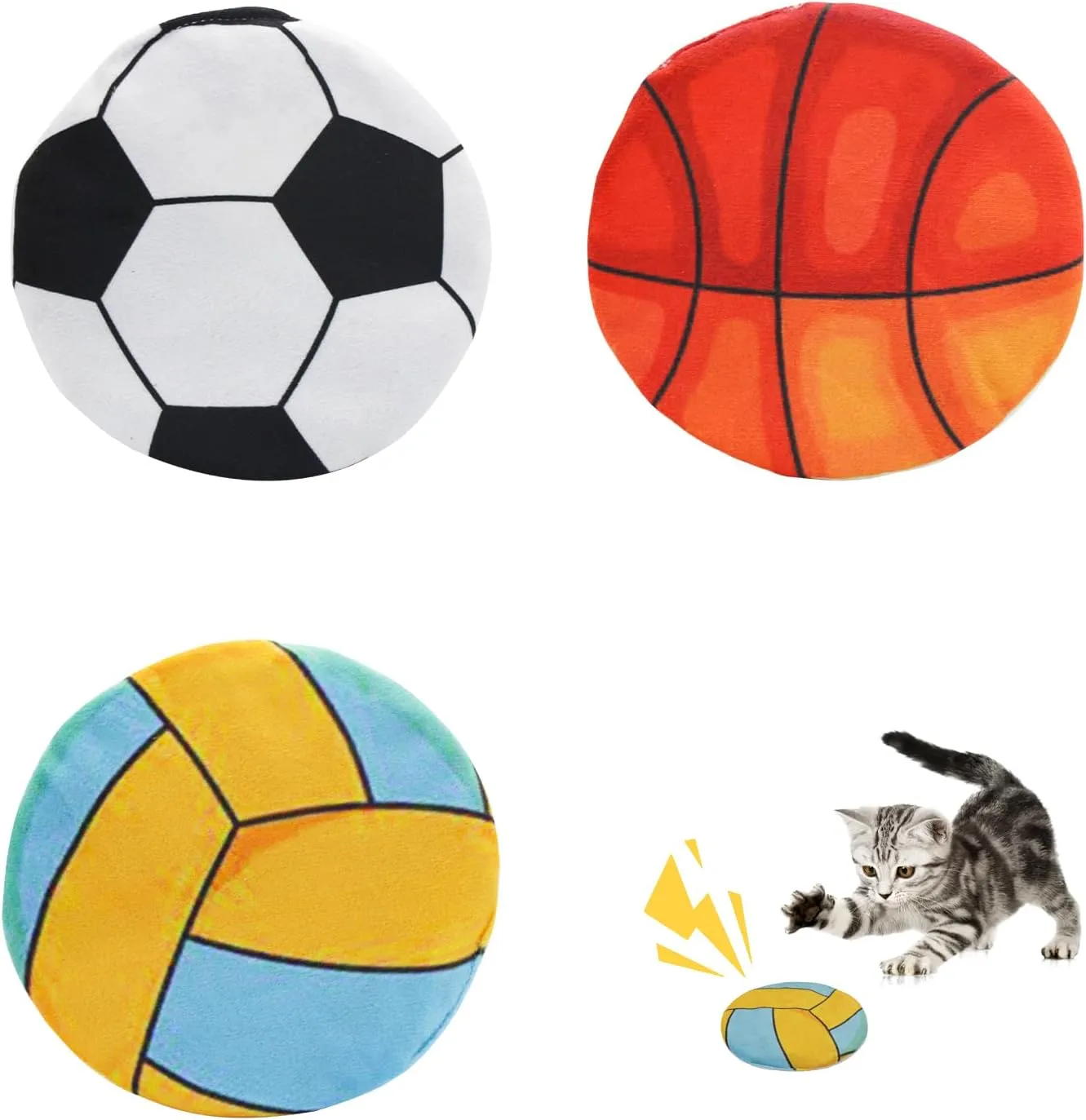 Andiker Catnip Toys for Cat, 3 Pcs Cat Chew Toy with Catnip and Crinkle Sound, Interactive Cat Toy Catnip Ball Plush Cat Toy for Kitten and Adult Cat for Teeth Cleaning Playing Chewing (3Pcs)