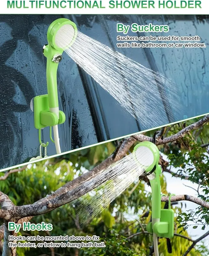 AUTOPkio Portable Camping Shower Pump - Camp Shower with Outdoor Showerhead Sprayer & Rechargeable 4500mAh Battery Pump for Camping, Travel, Hiking, Car Washing, Pet Bath(Green)
