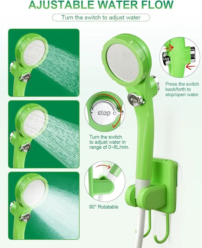AUTOPkio Portable Camping Shower Pump - Camp Shower with Outdoor Showerhead Sprayer & Rechargeable 4500mAh Battery Pump for Camping, Travel, Hiking, Car Washing, Pet Bath(Green)