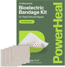Bioelectric Bandage Kit for Wound Care & Healing  Single Layer No Adhesive Includes Wound Hydrogel, Can Be Cut to Fit  for Cuts, Abrasions, Blisters, Burns  4-Pack, 2 x 2
