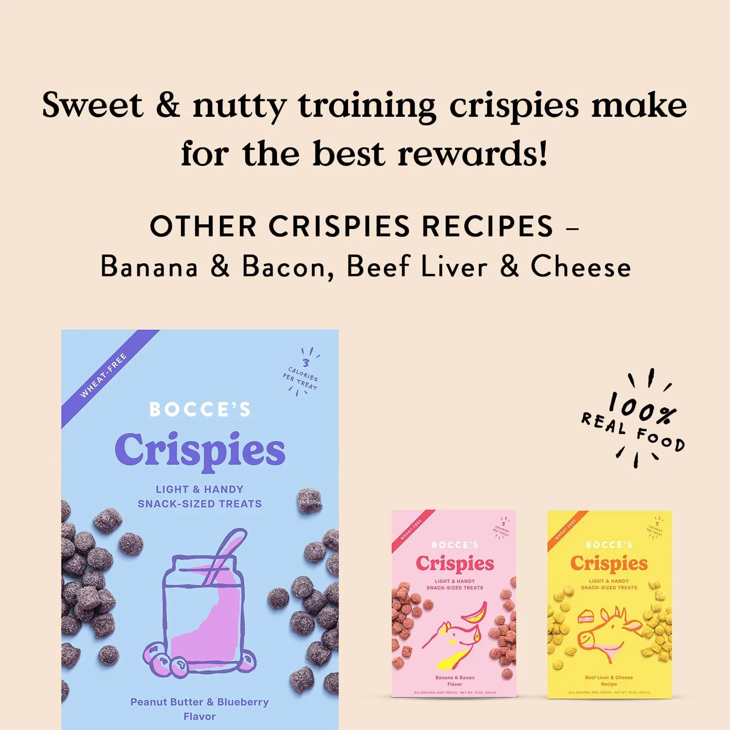 Bocce's Bakery PB   Blueberry Crispies Low-Calorie Wheat-Free Dog Treats, 10 oz