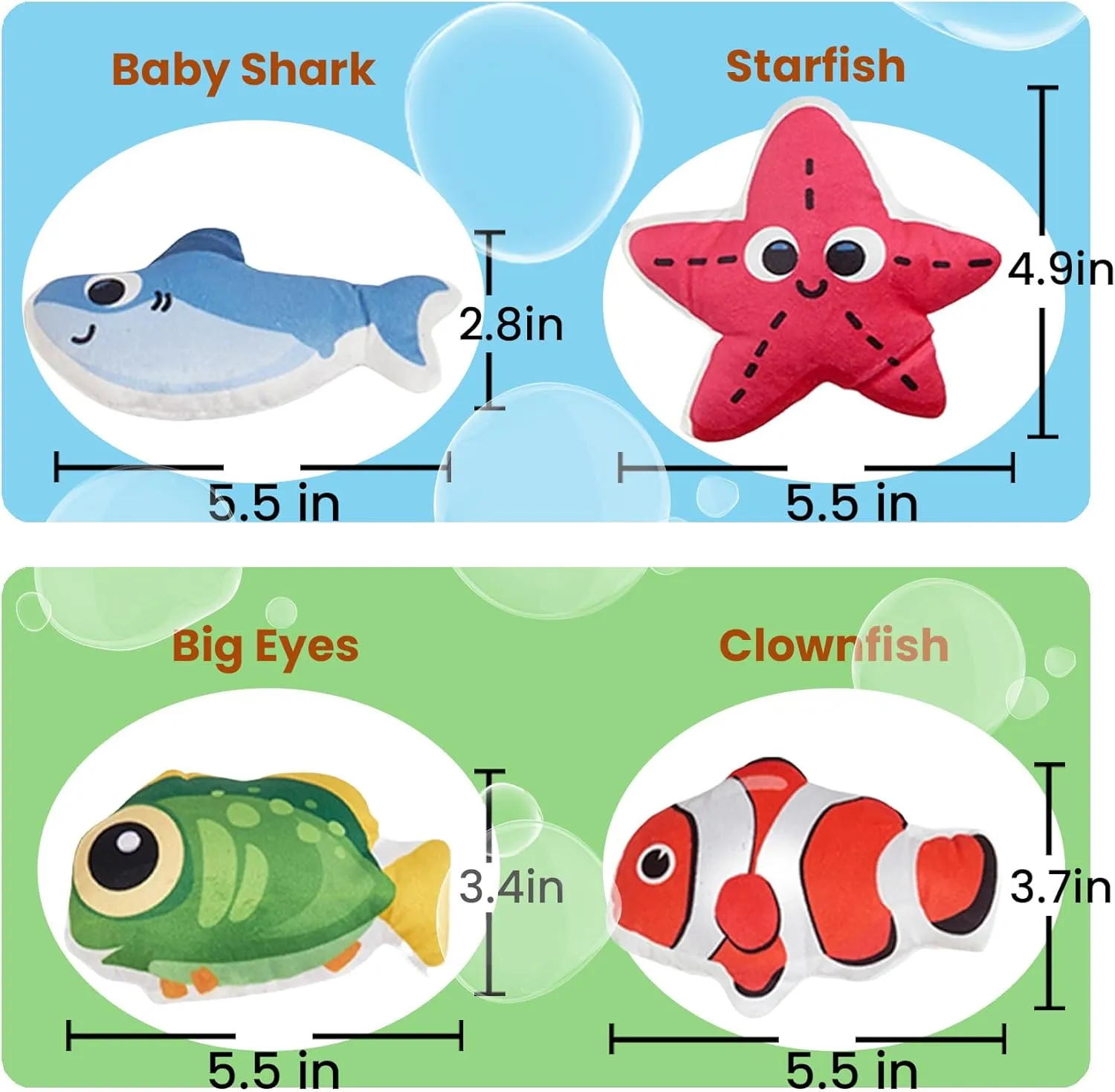 Cat Toys Fish, 4 Pack Crinkle Catnip Toys for Indoor Cats, Soft Durable Kitten Teething Toys, Interactive Cat Kicker Toys for All Breeds