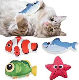 Cat Toys Fish, 4 Pack Crinkle Catnip Toys for Indoor Cats, Soft Durable Kitten Teething Toys, Interactive Cat Kicker Toys for All Breeds