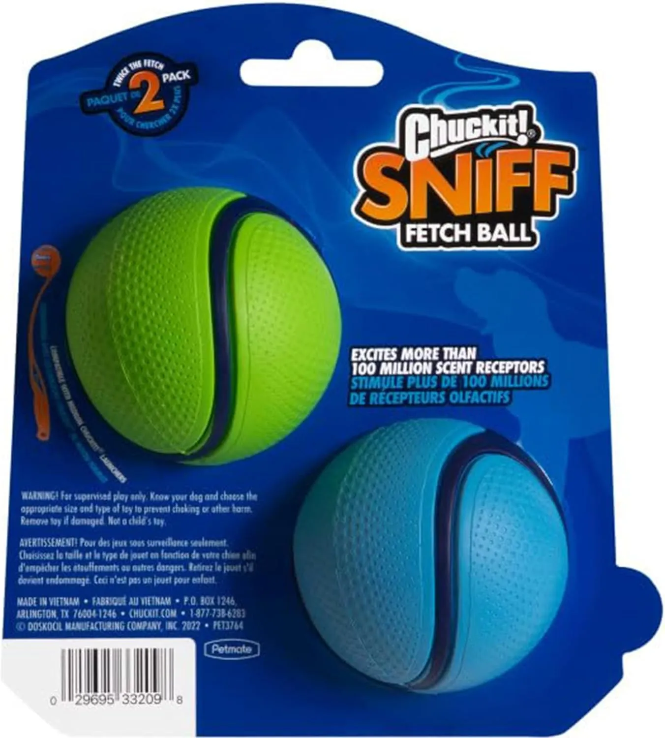 Chuckit! Sniff Ball Dog Toy, Durable High Bounce Bacon and Peanut Butter Scented Rubber Dog Ball Fetch Toy, Medium, 2 Pack