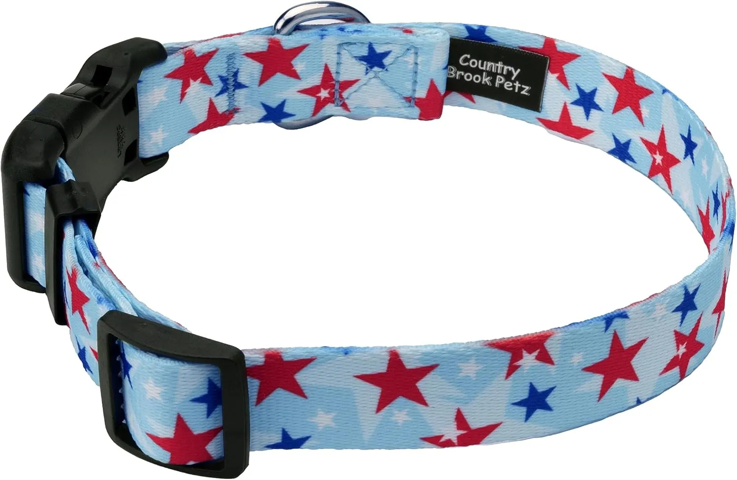 Country Brook Petz 5/8 Inch Deluxe Adjustable Dog Collar for Small, Medium, Large Breeds - Americana Collection with Patriotic Designs (American Celebration, Small)