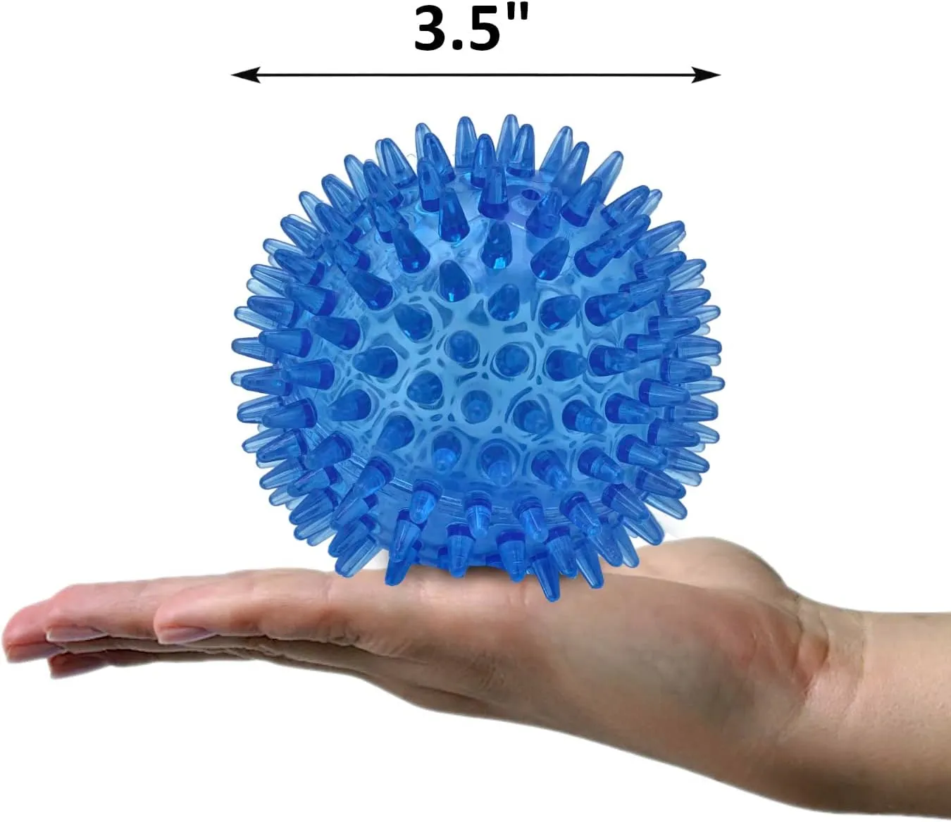 Cutie's PetBox Squeaky Rubber Spike Toy Ball for Medium, Large Dogs (3.5 Inch, Blue)