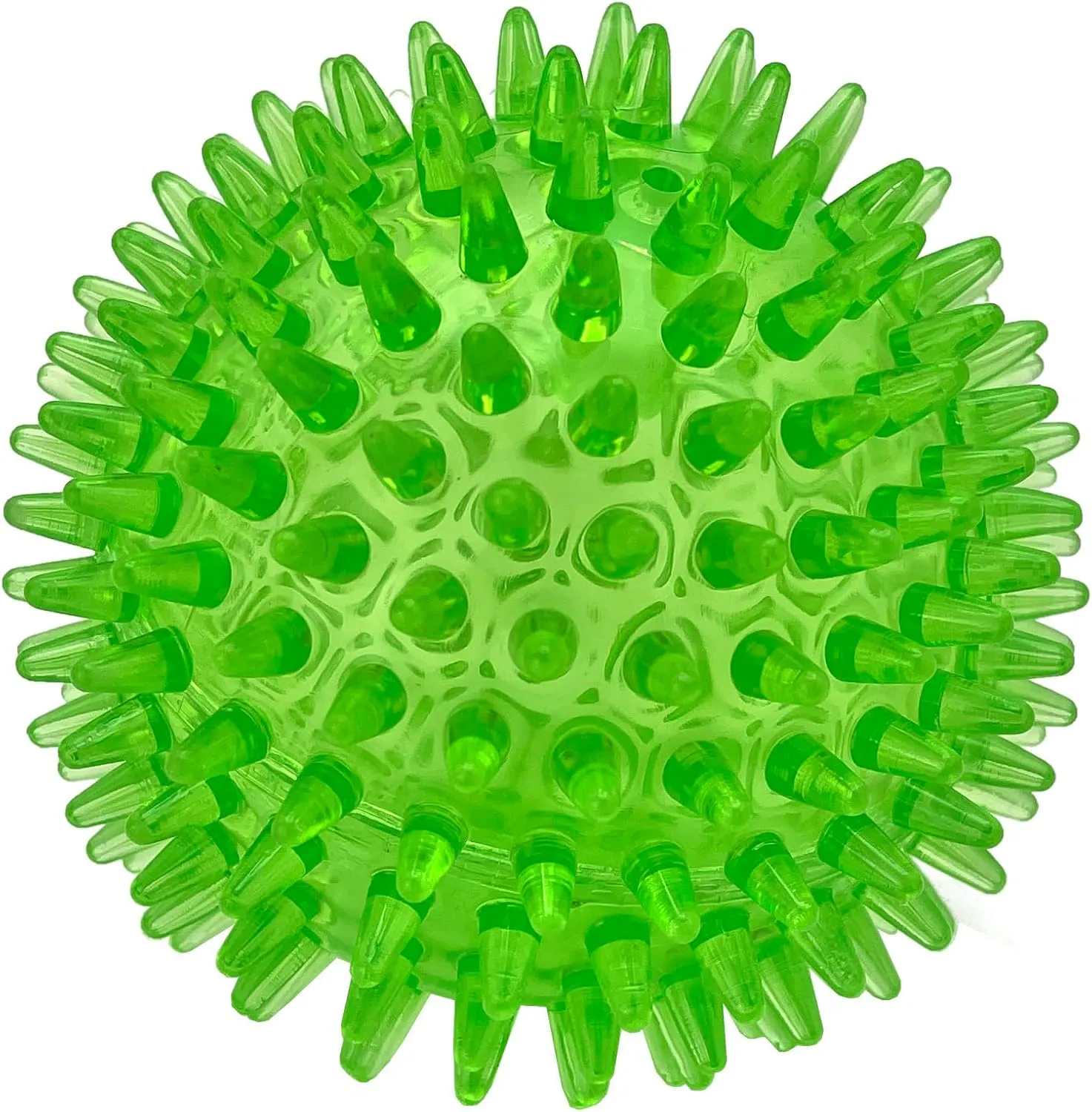 Cutie's PetBox Squeaky Rubber Spike Toy Ball for Medium, Large Dogs (3.5 Inch, Green)