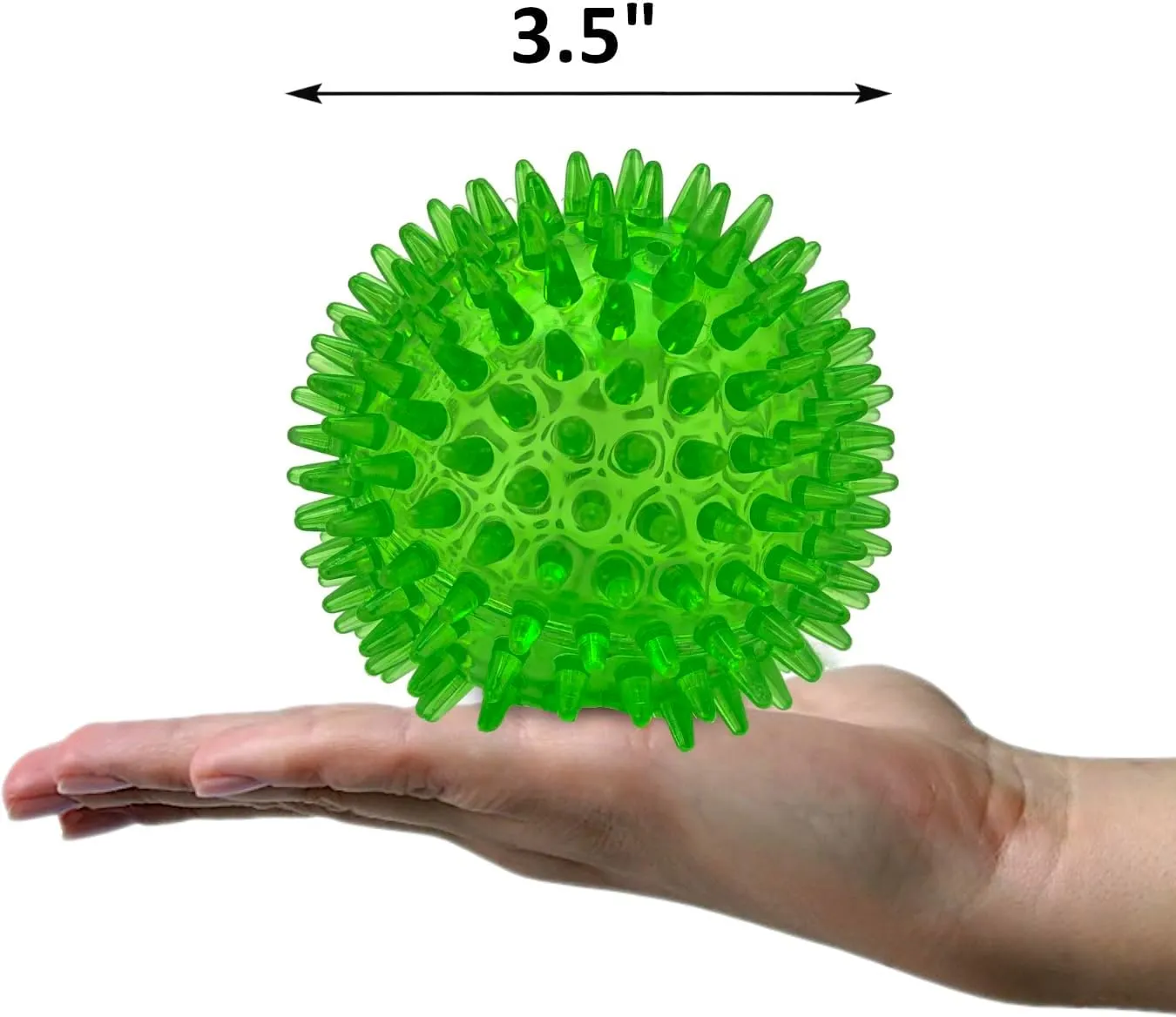 Cutie's PetBox Squeaky Rubber Spike Toy Ball for Medium, Large Dogs (3.5 Inch, Green)