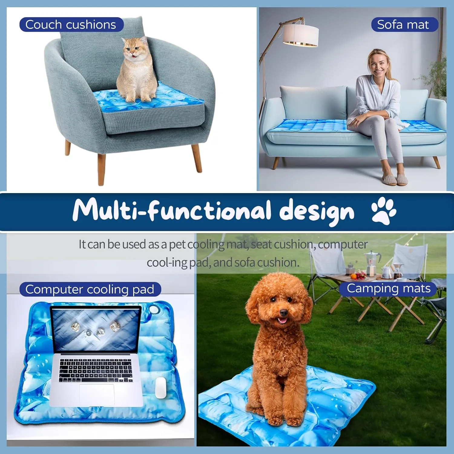 Dog Cooling Mat,Pet Cooling Mat for Dogs and Cats,Easy Washable,Suitable for All Types of Pets,Summer Keep Your Pet Cool (47.2X29.5in)