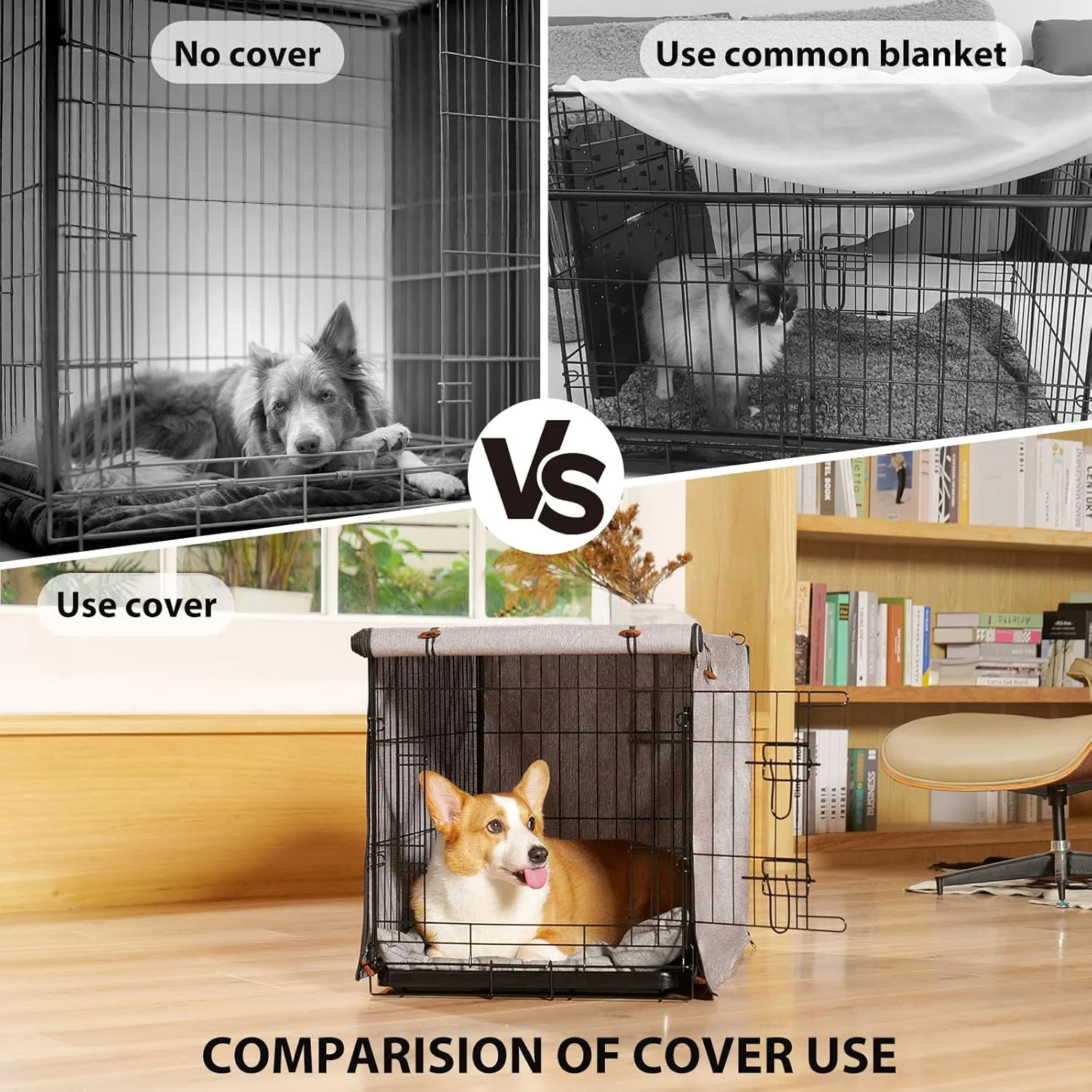 Dog Crate Cover, 600D Oxford Waterproof Kennel Cover Fits for 36 Inches Wire Crate Dog Cage, Grey