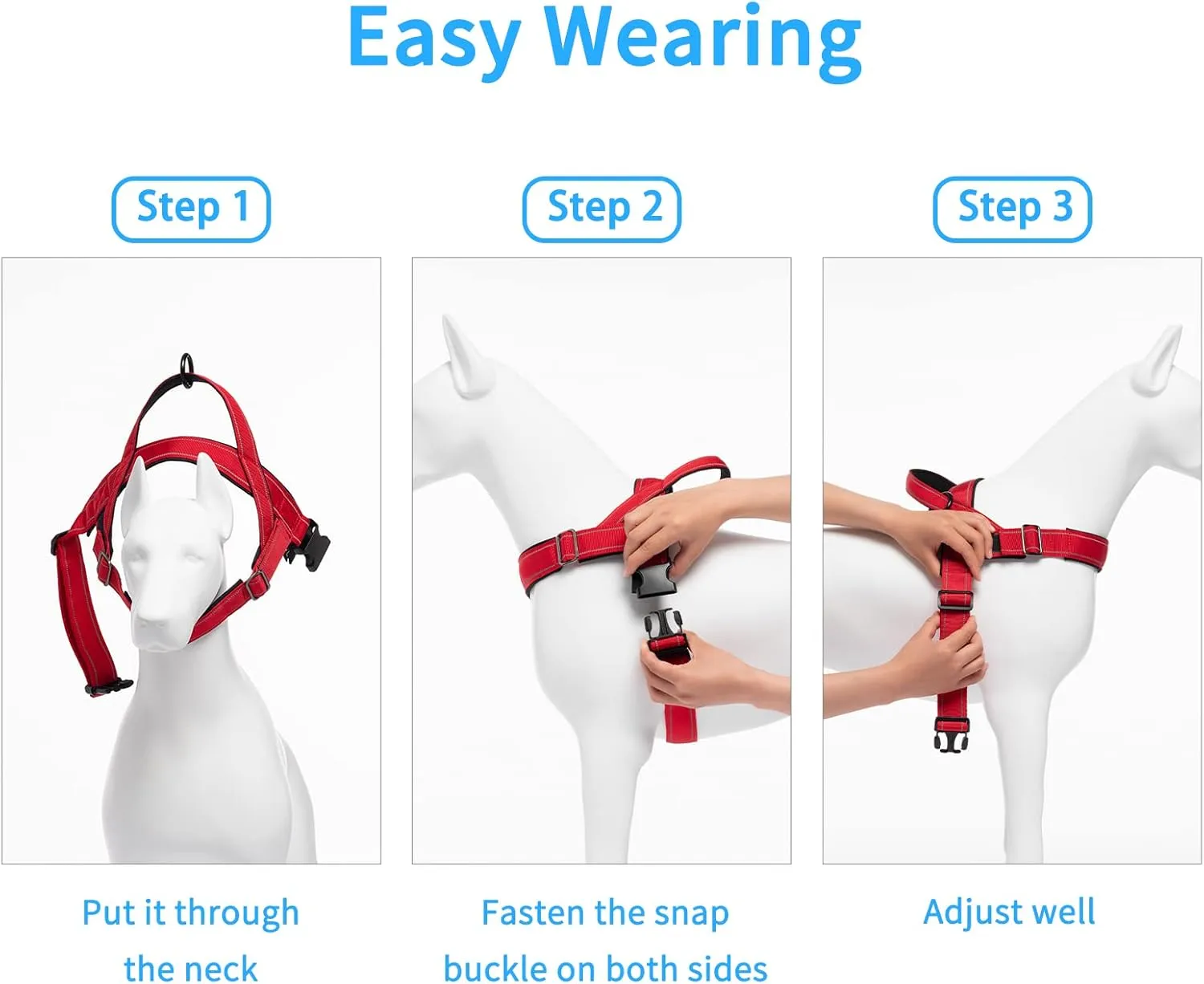Dog Harness, No Pull Dog Harnesses for Small Medlium Large Dogs Escape Proof Reflective with Comfortable Handle(Red, M)