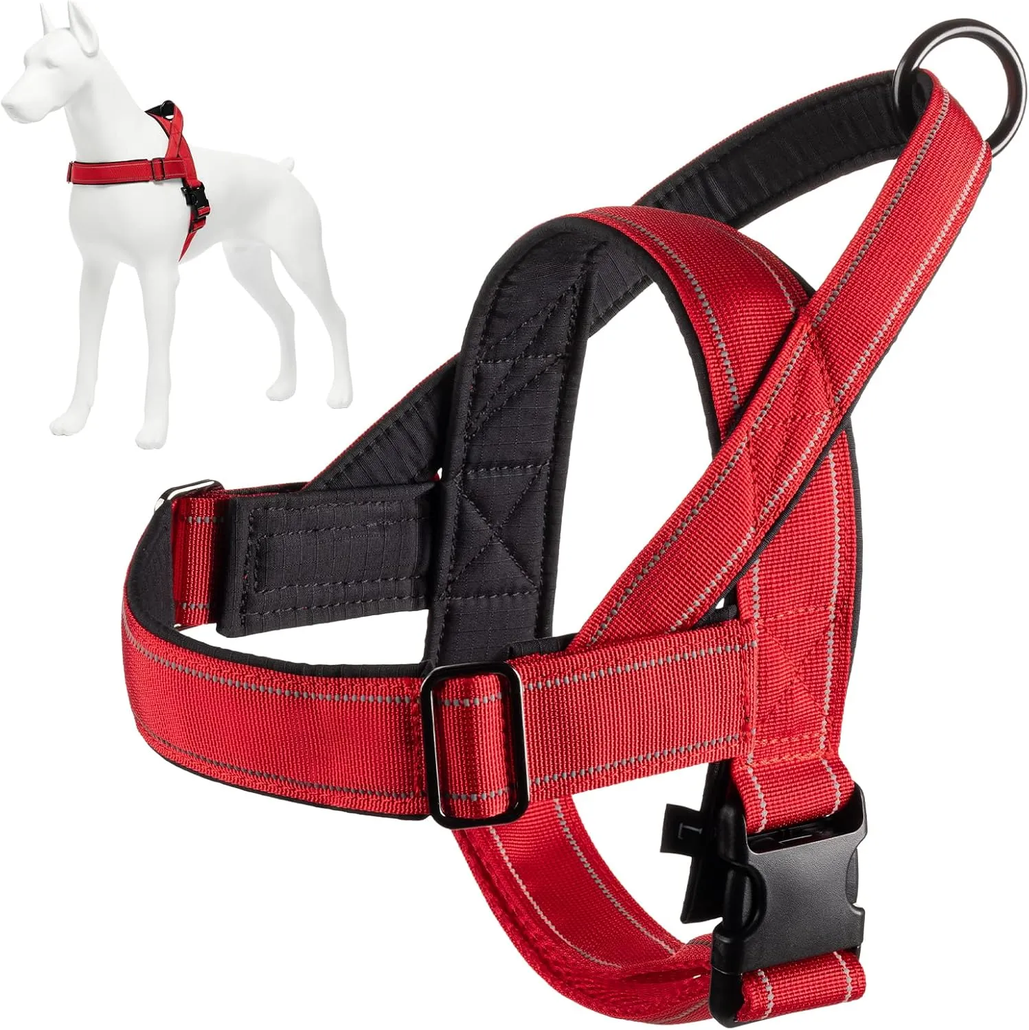 Dog Harness, No Pull Dog Harnesses for Small Medlium Large Dogs Escape Proof Reflective with Comfortable Handle(Red, M)