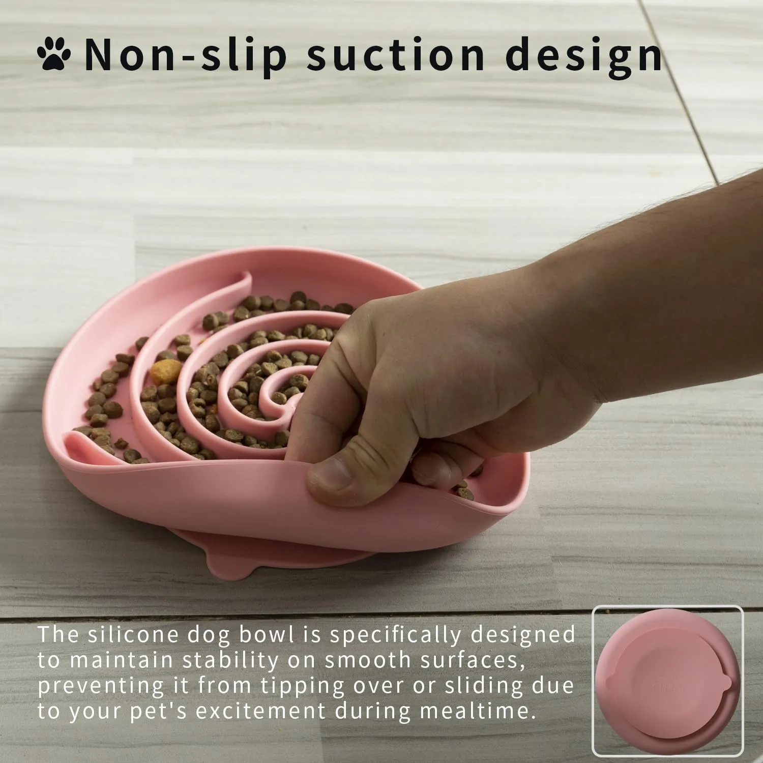 Dog Puzzle Bowl - Silicone Slow Feeder Dog Bowls for Healthy Eating - Puppy Slow Feeder Non-Slip Design Dishwasher Microwave Safe (Powder Pink)