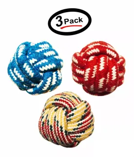 Dog Rope Ball Toys, Puppy Bite Ball, 100% Cotton, 2.8 inch - AST Color (3 Pack)