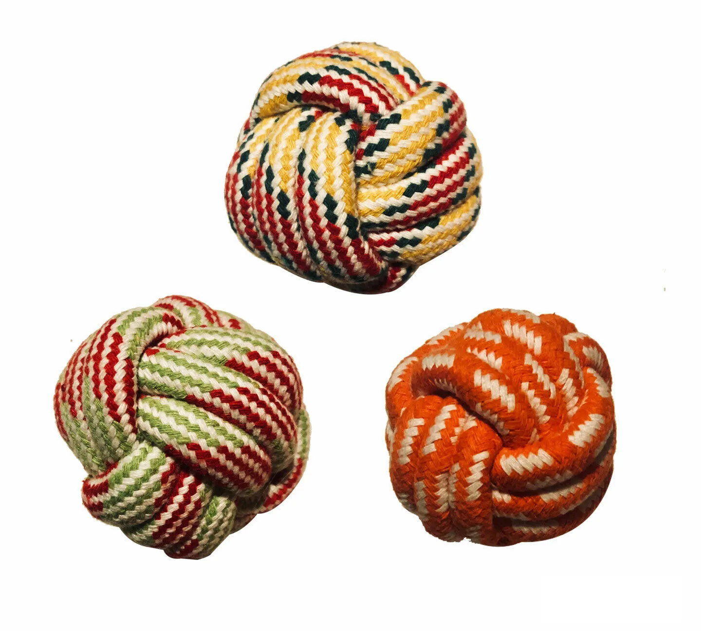 Dog Rope Ball Toys, Puppy Bite Ball, 100% Cotton, 2.8 inch - AST Color (3 Pack)