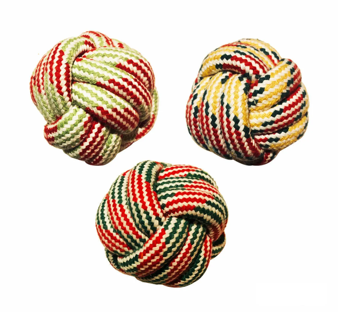 Dog Rope Ball Toys, Puppy Bite Ball, 100% Cotton, 2.8 inch - AST Color (3 Pack)