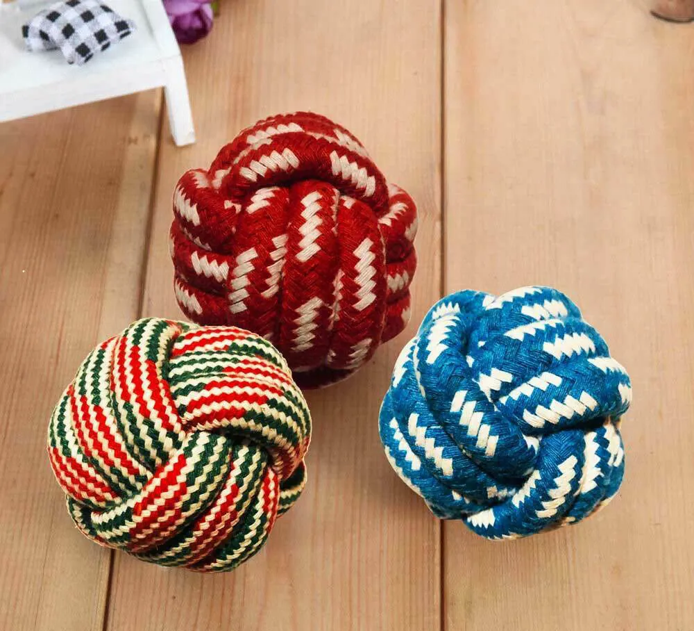 Dog Rope Ball Toys, Puppy Bite Ball, 100% Cotton, 2.8 inch - AST Color (3 Pack)