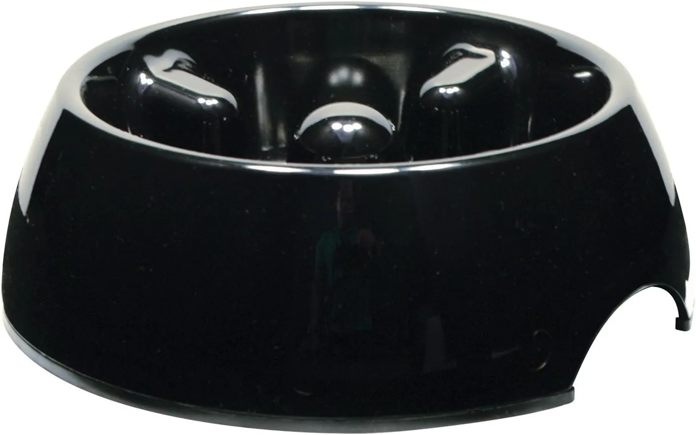 Dogit Dog Bowl Slow Feeder for Wet or Dry Dog Food, Go Slow Anti-Gulping Dog Dish, Black, L