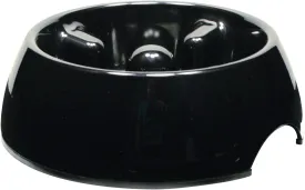 Dogit Dog Bowl Slow Feeder for Wet or Dry Dog Food, Go Slow Anti-Gulping Dog Dish, Black, L