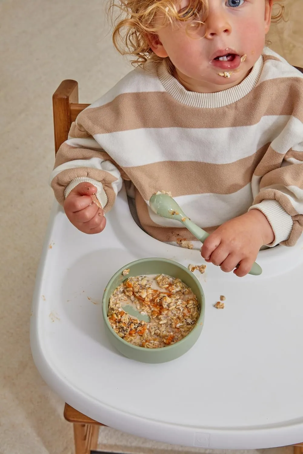 dollop Silicone Suction Bowl | BPA Free | Dishwasher & Microwave Safe (Soft Eucalyptus)