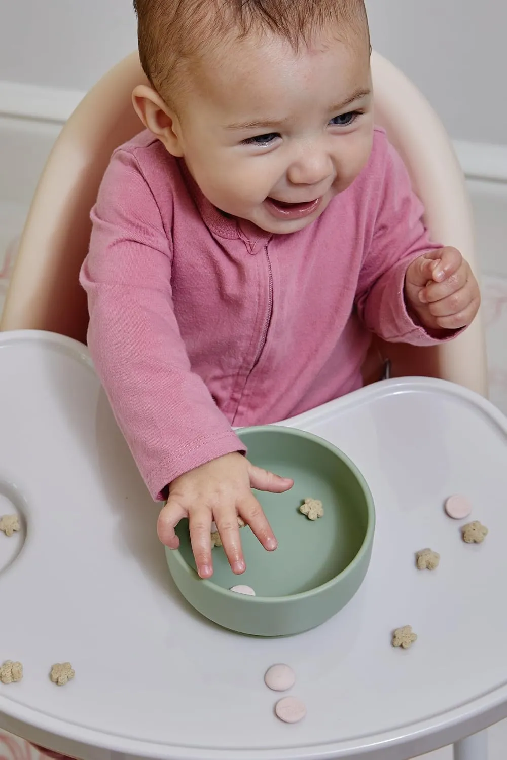 dollop Silicone Suction Bowl | BPA Free | Dishwasher & Microwave Safe (Soft Eucalyptus)