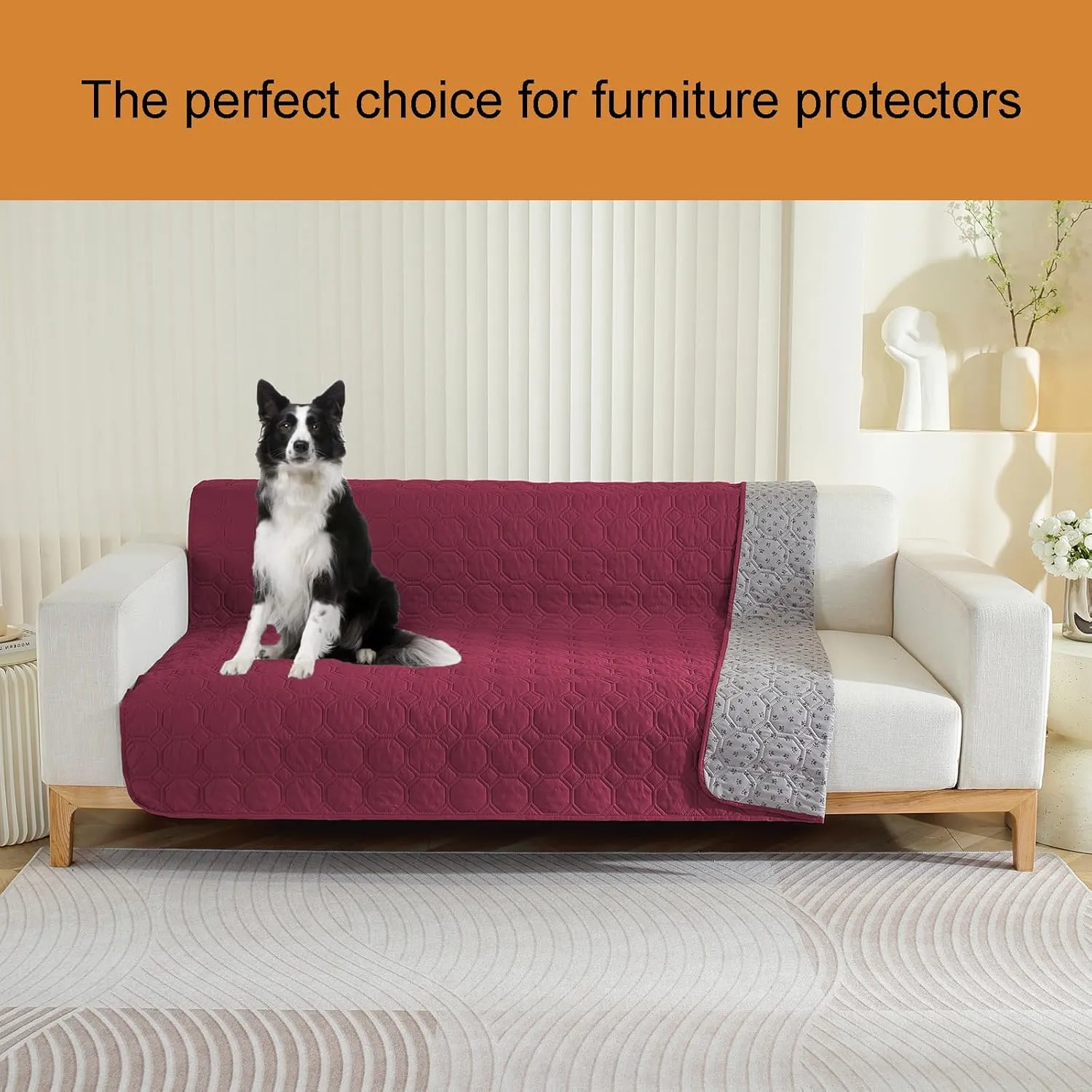 Double-Sided Waterproof Dog Bed Cover Pet Blanket Sofa Furniture Protector for Kids Dog Cat,Wine red,82x102inch
