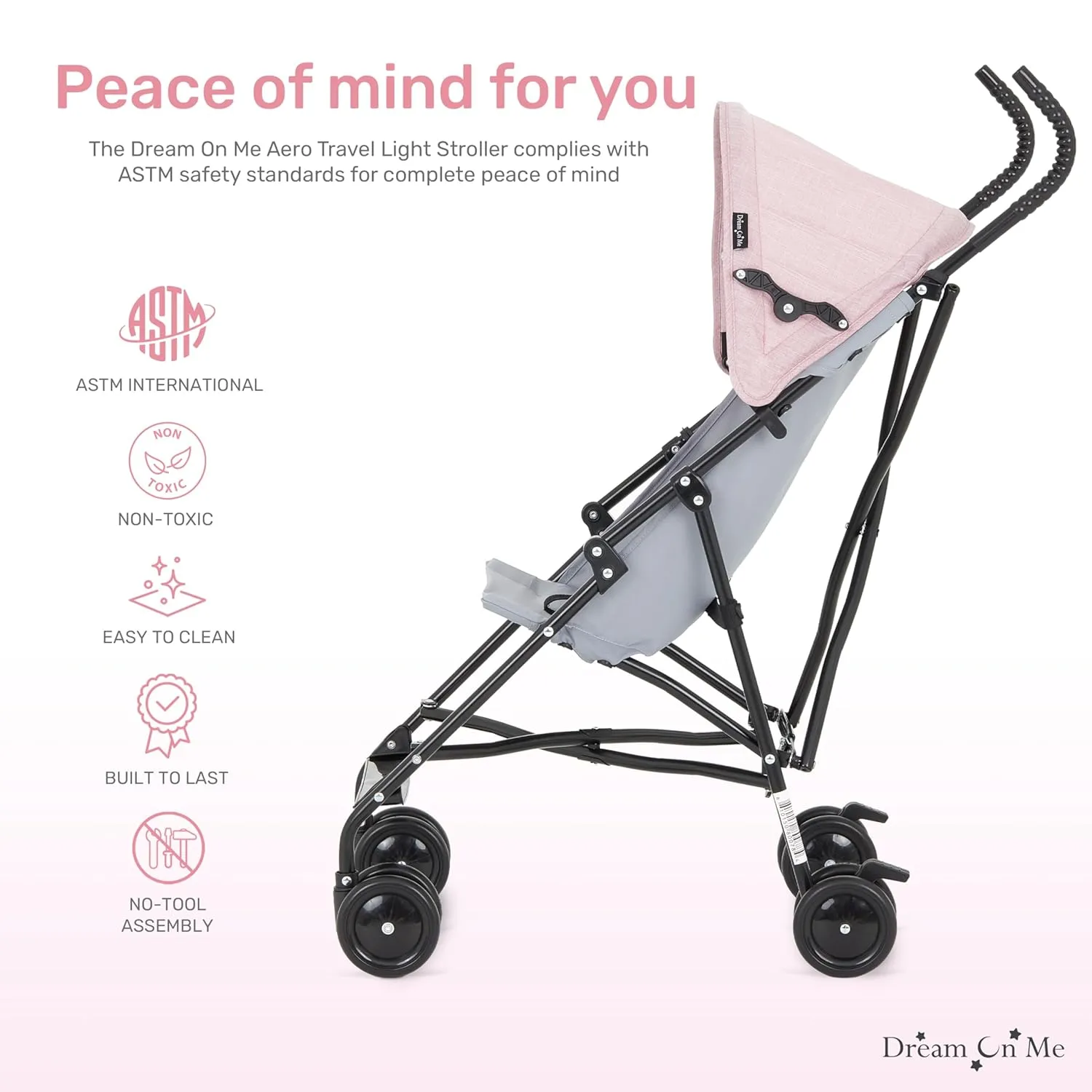 Dream On Me Aero Travel Lightweight Umbrella Stroller, Easy to Fold and Carry Travel Stroller, Adjustable and Removable Canopy