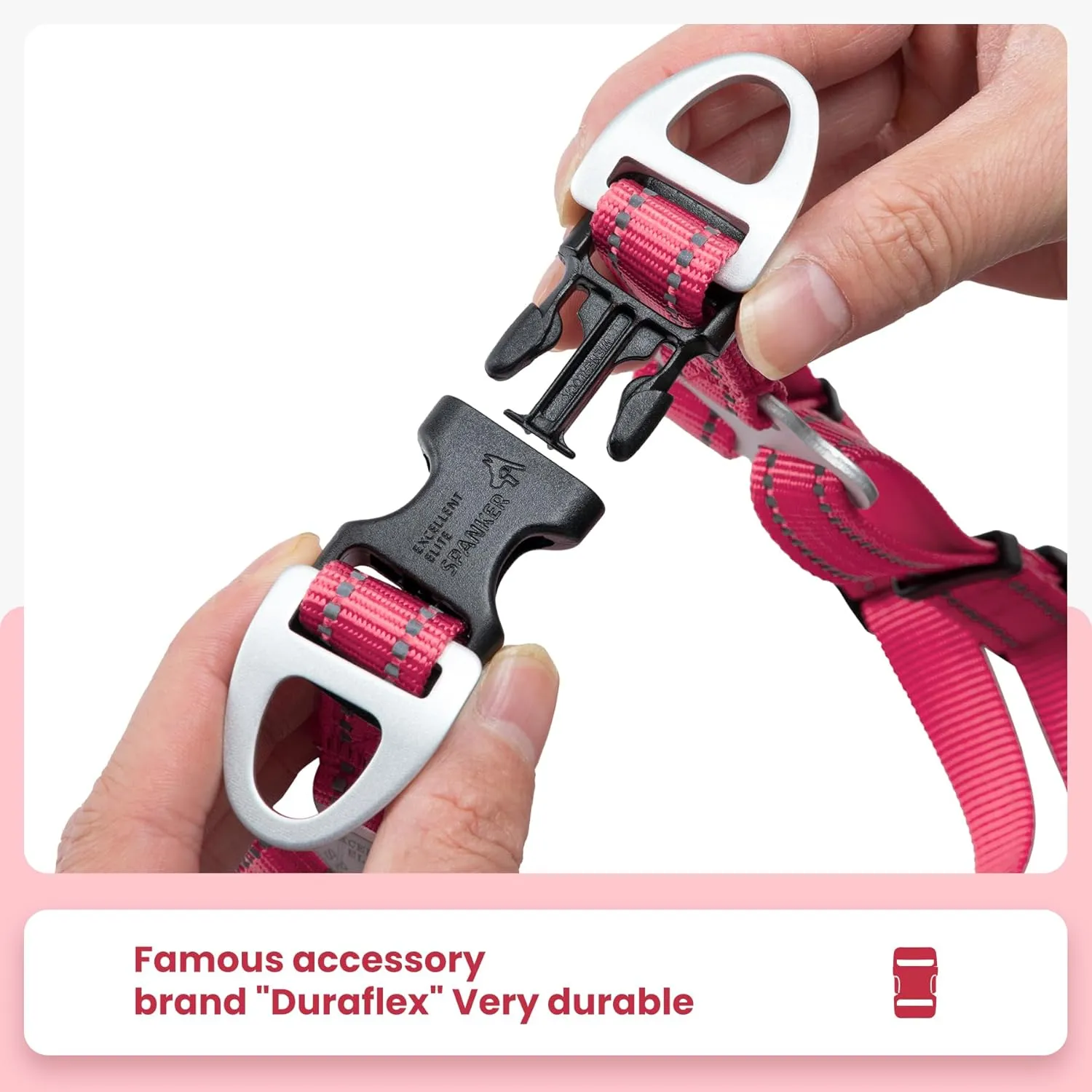 EXCELLENT ELITE SPANKER No Pull Dog Harness Adjustable Nylon Step-in Easy Pet Vest Chest Strap with Reflective and Leash Ring for Small Medium Large Breed Dogs Training Walking(Red-L)