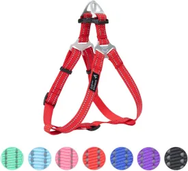EXCELLENT ELITE SPANKER No Pull Dog Harness Adjustable Nylon Step-in Easy Pet Vest Chest Strap with Reflective and Leash Ring for Small Medium Large Breed Dogs Training Walking(Red-L)
