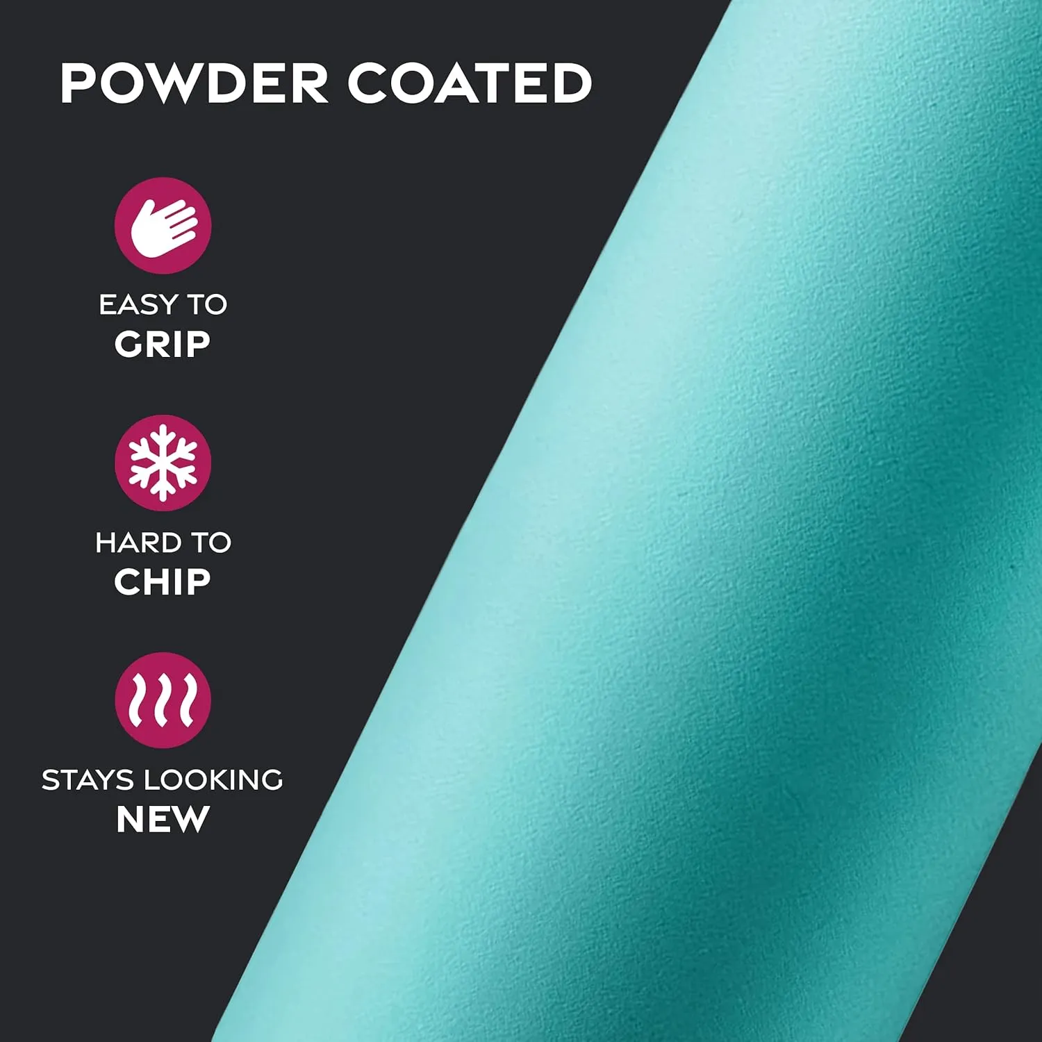 FineDine Water Bottle - Stainless Steel Insulated Water Bottle with Straw Lid, Flip Lid & Wide-Mouth Cap - Keeps Hot and Cold - 25 Oz / 739ml - Cheery Turquoise