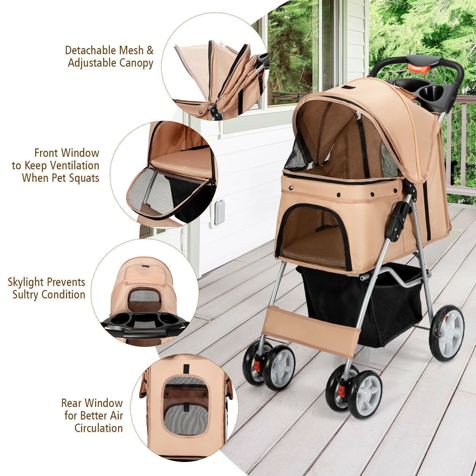 Foldable Pet Stroller 4-Wheel Travel Carrier by Furr Baby Gifts