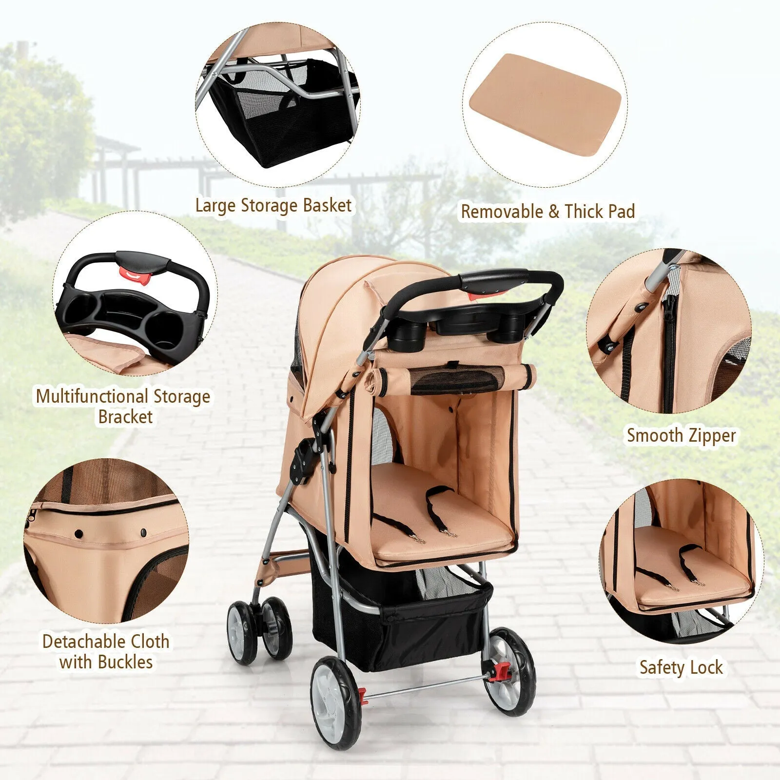 Foldable Pet Stroller 4-Wheel Travel Carrier by Furr Baby Gifts