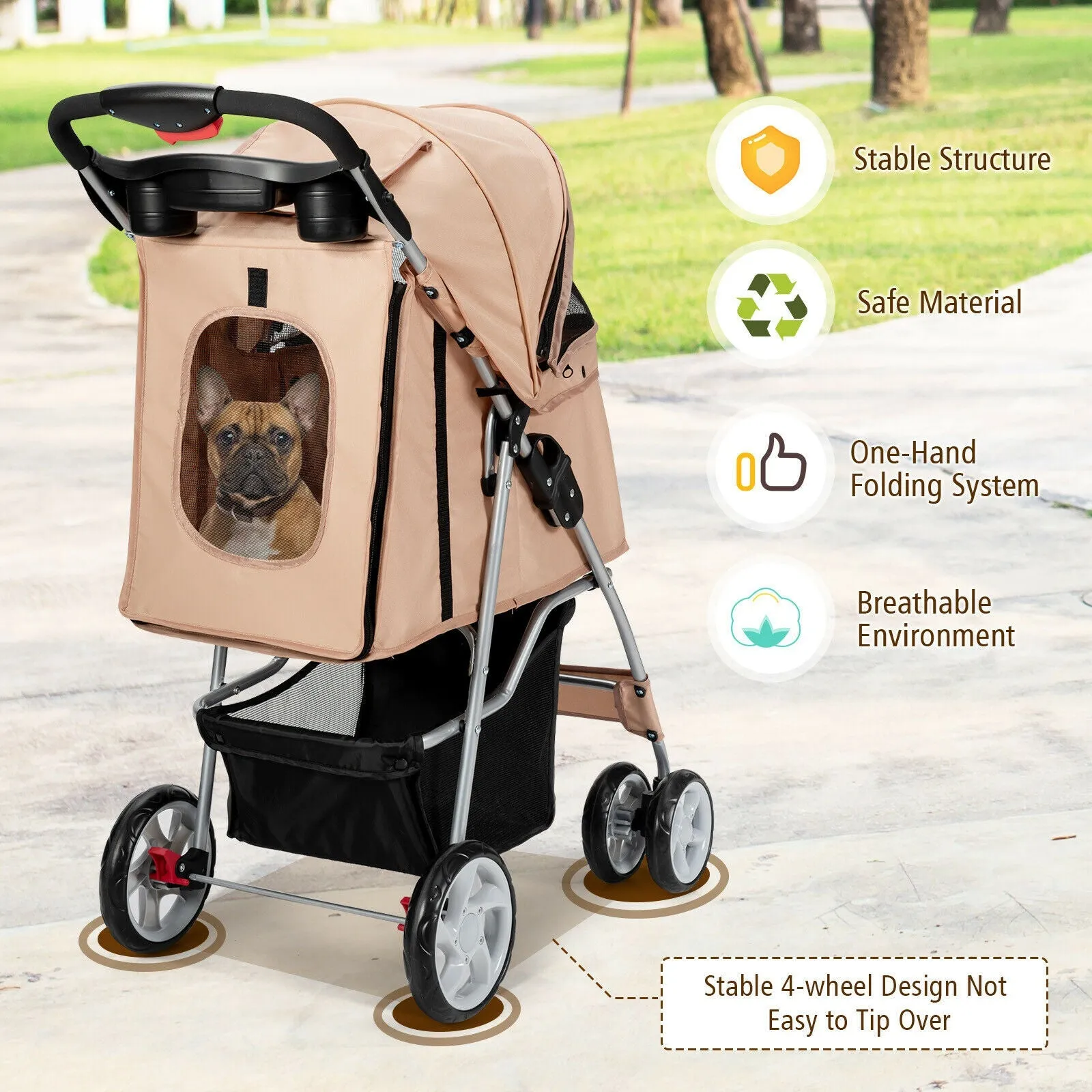 Foldable Pet Stroller 4-Wheel Travel Carrier by Furr Baby Gifts