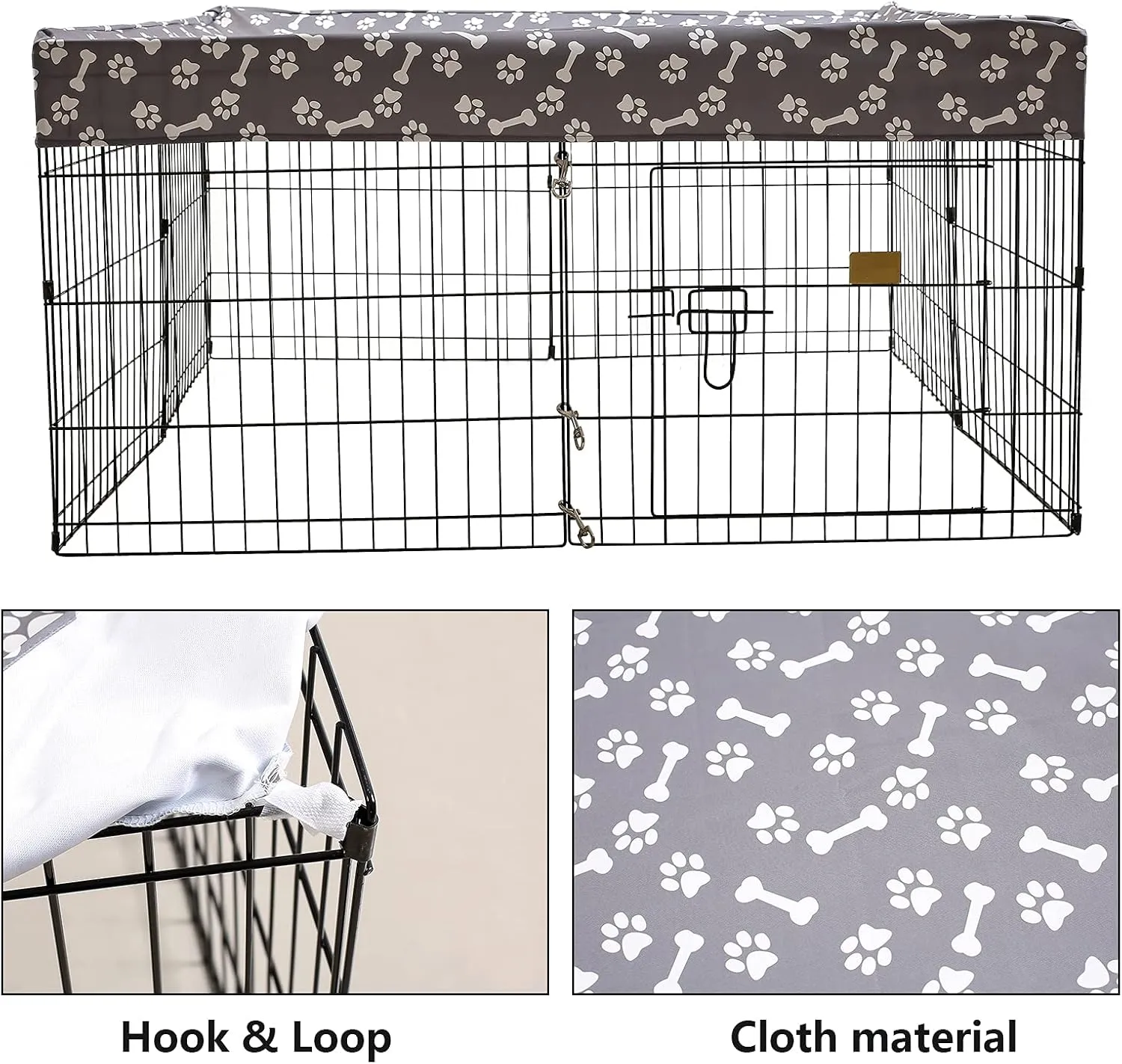 Geyecete Dog playpen Crate Cover Top Cover Dog Crate Covers Durable Sunshade Universal Fits 48 Inches Crate with 8/4 Panel-Cover only(Playpen not Included)-Sky Gray-Square