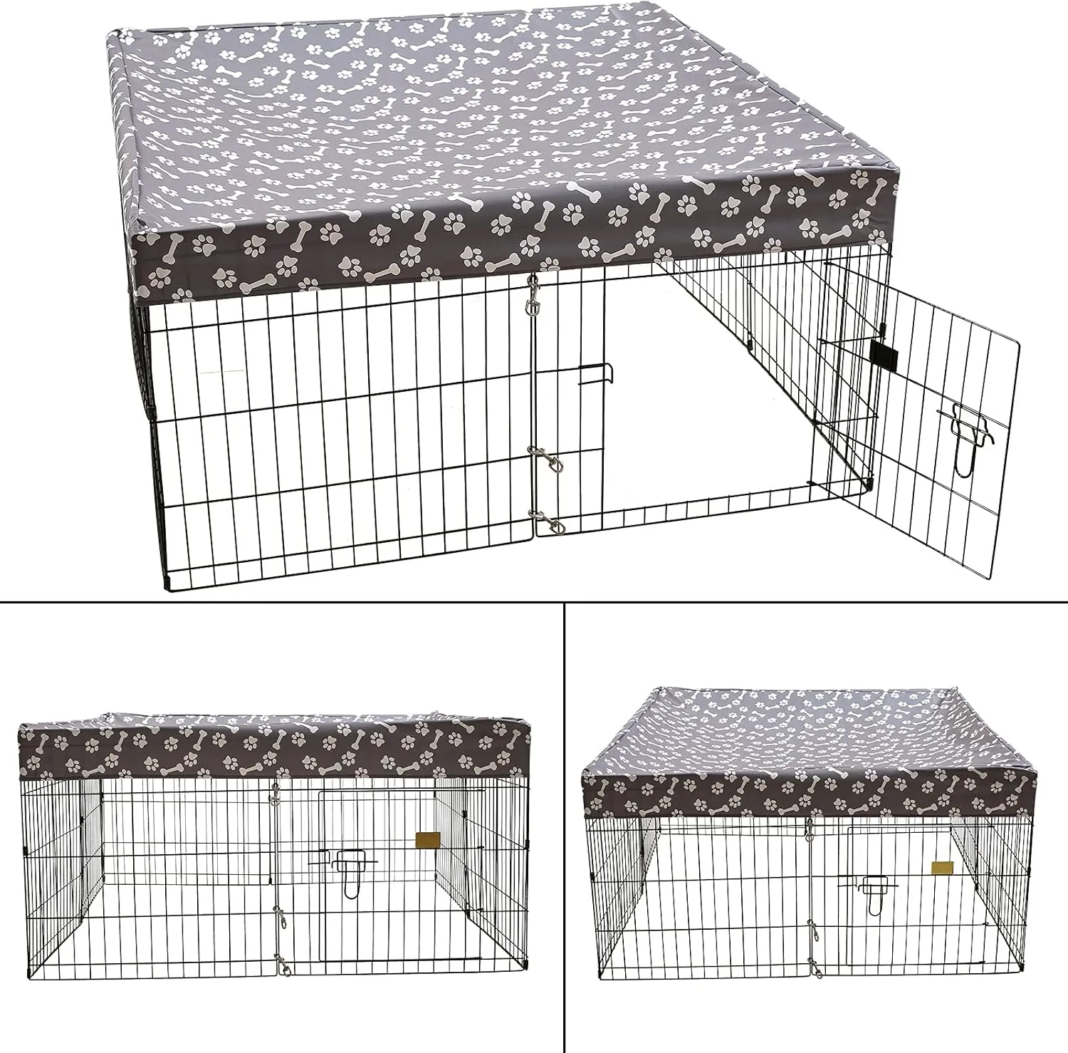 Geyecete Dog playpen Crate Cover Top Cover Dog Crate Covers Durable Sunshade Universal Fits 48 Inches Crate with 8/4 Panel-Cover only(Playpen not Included)-Sky Gray-Square