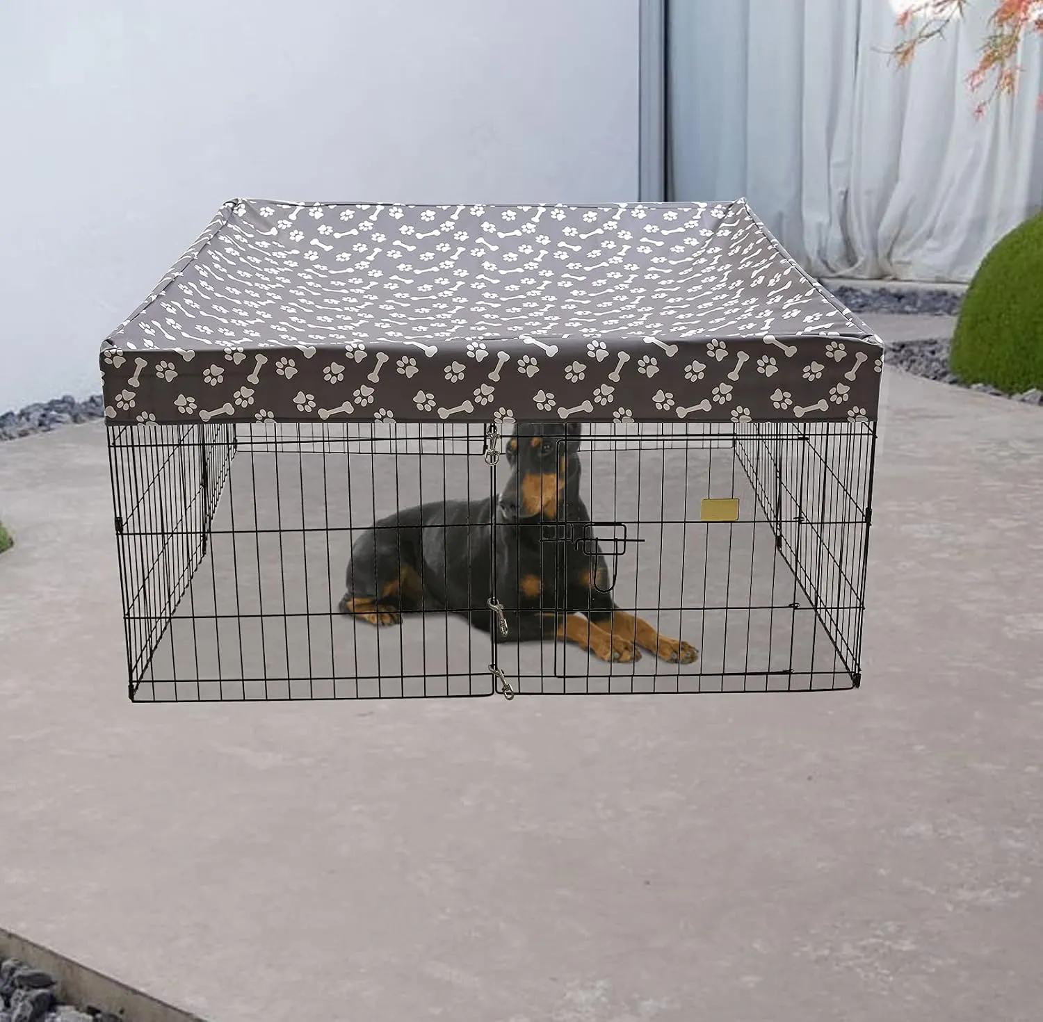 Geyecete Dog playpen Crate Cover Top Cover Dog Crate Covers Durable Sunshade Universal Fits 48 Inches Crate with 8/4 Panel-Cover only(Playpen not Included)-Sky Gray-Square