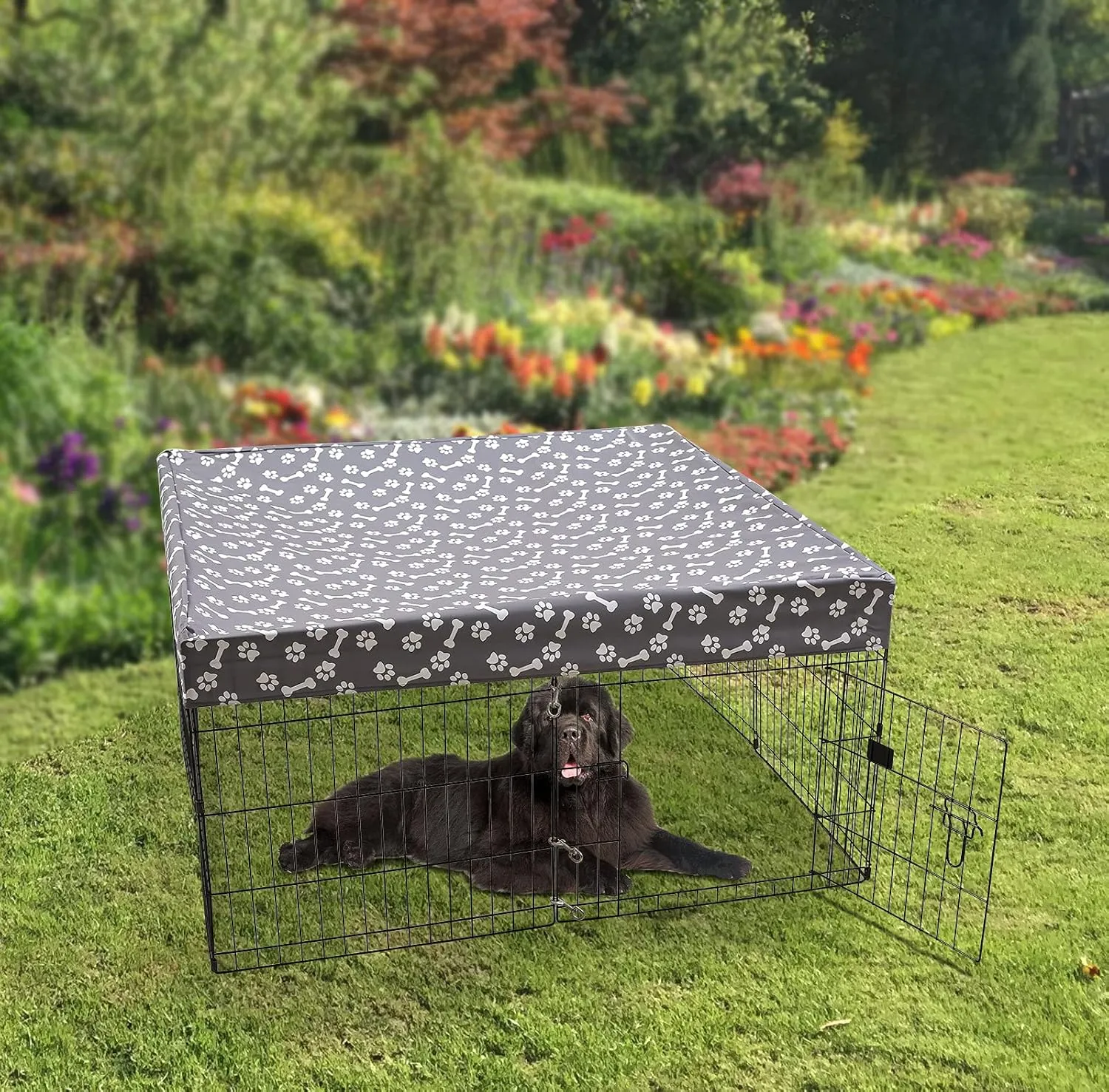 Geyecete Dog playpen Crate Cover Top Cover Dog Crate Covers Durable Sunshade Universal Fits 48 Inches Crate with 8/4 Panel-Cover only(Playpen not Included)-Sky Gray-Square